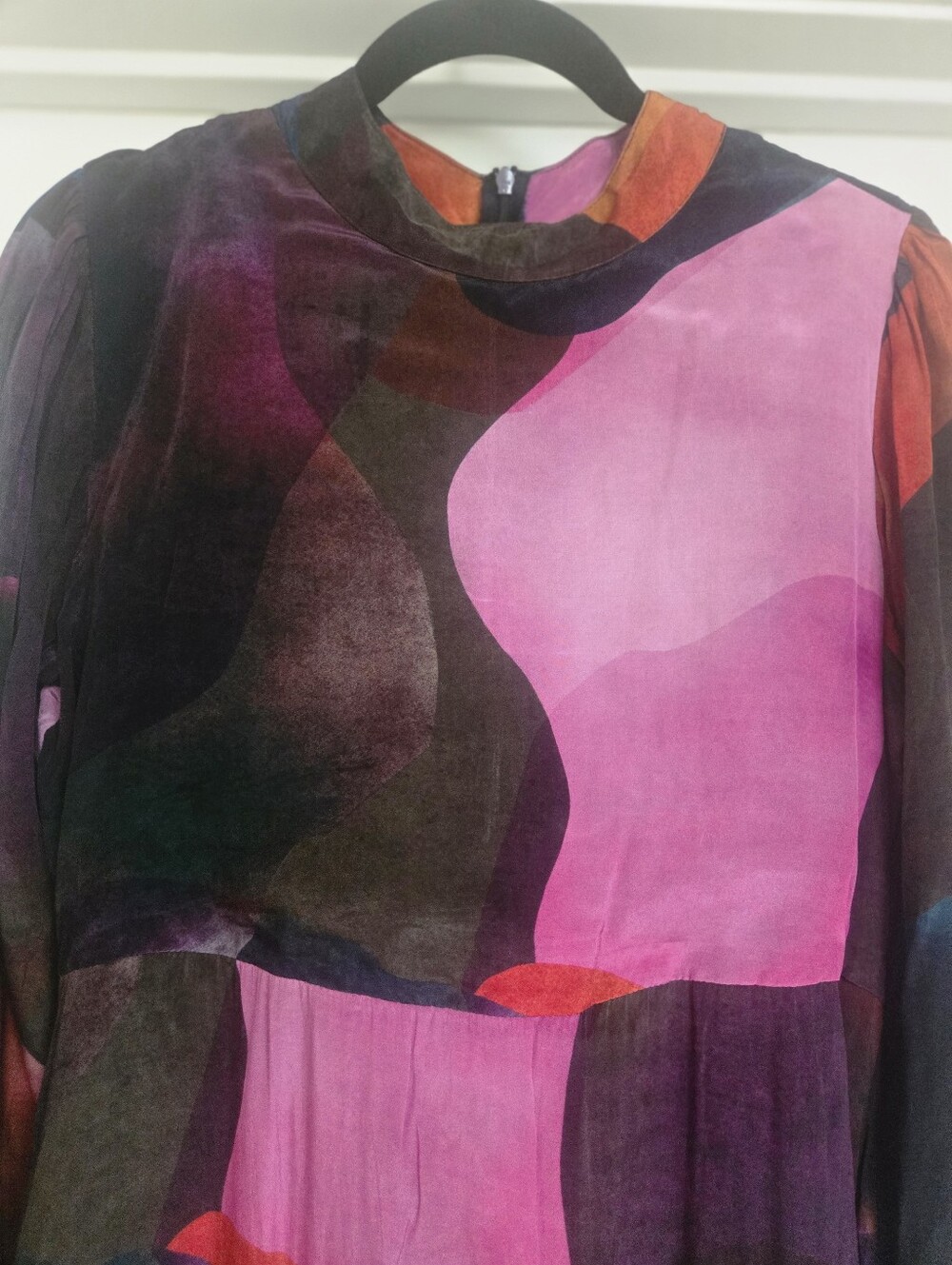 Oliphant Abstract Colorblock Tiered Ruffle Dress (Size Medium) - Picture 2 of 4